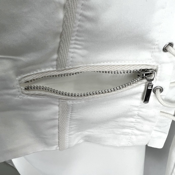 NWT WHBM White Cropped Zip Front Lace Up Jacket, Size 2 - Picture 8 of 11